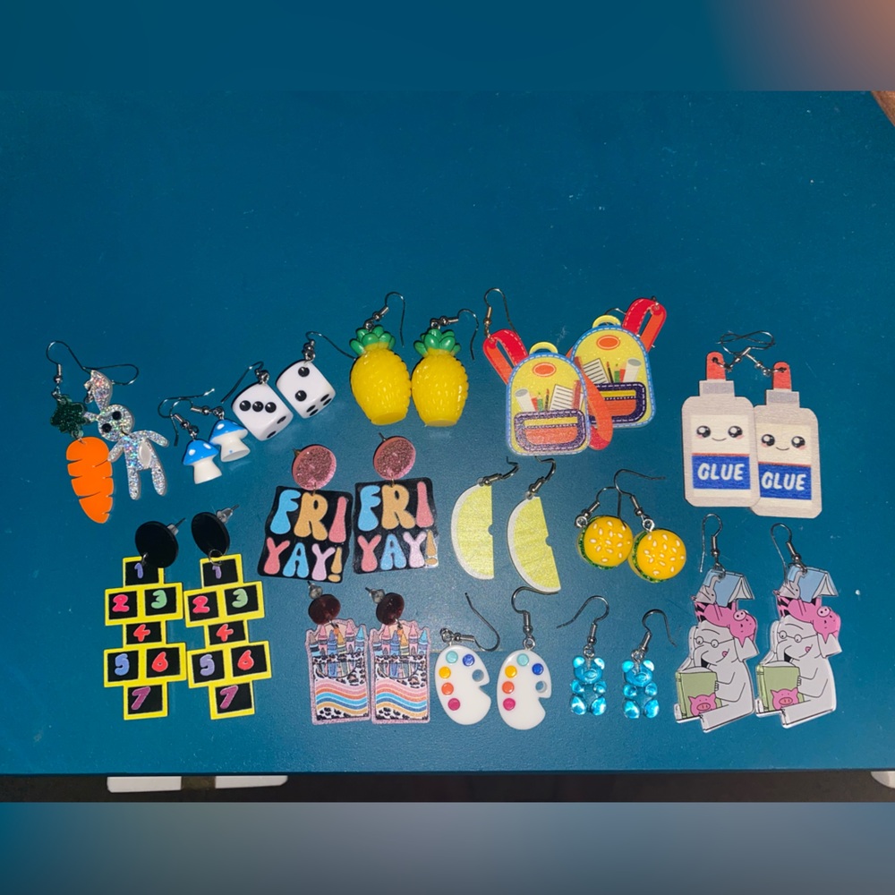 14 pair bundle of teacher/fun earrings